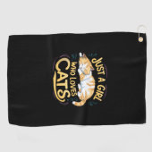 猫が大好きな女の子かわいい子猫恋人の子に ゴルフタオル (横)