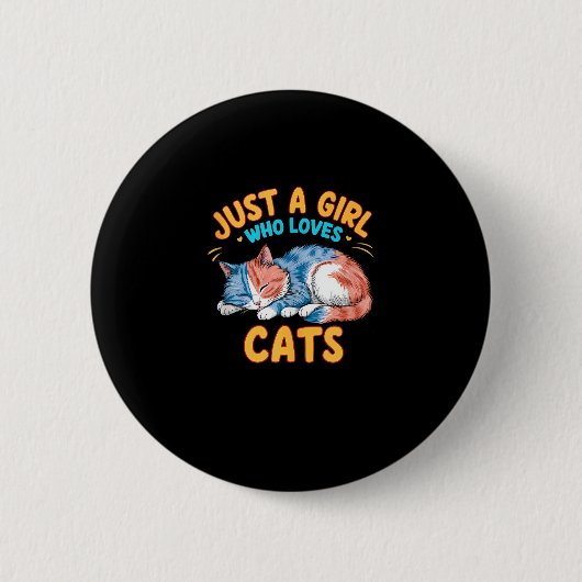 猫が大好きな女の子かわいい子猫恋人の子に 缶バッジ (正面)