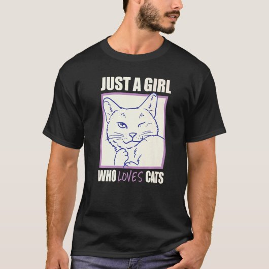 猫が大好きな女の子かわいい猫ママ好き Tシャツ (正面)