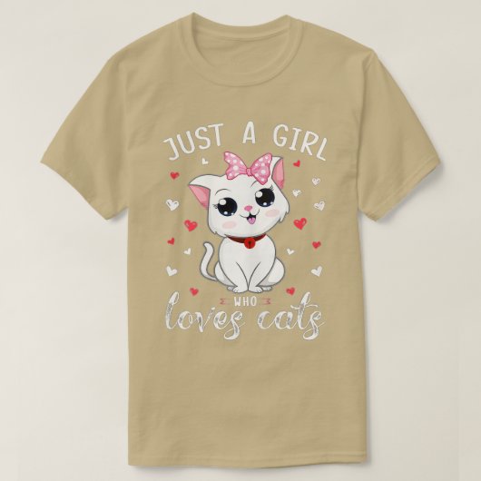猫が大好きな女の子かわいい猫好きガールギ Tシャツ (デザイン正面)