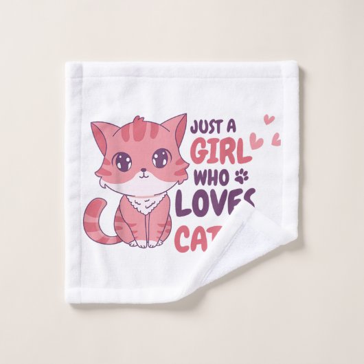 猫が大好きな女の子がかわいい猫のシャツ ウォッシュタオル (ウォッシュタオル)