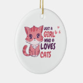 猫が大好きな女の子がかわいい猫のシャツ セラミックオーナメント (右)