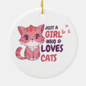 猫が大好きな女の子がかわいい猫のシャツ セラミックオーナメント (裏面)