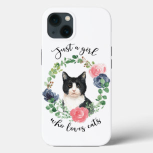 猫が大好きな女の子だけの青いフローラ iPhone 13ケース
