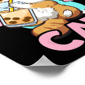 猫が大好きな女の子ボバブルミルクティーKa ポスター (角)