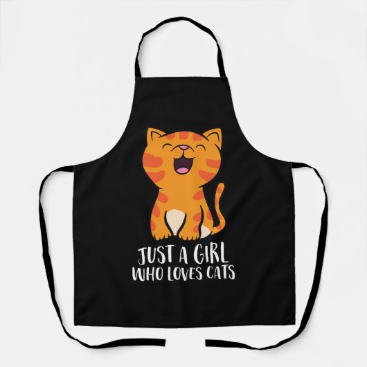 猫が大好きな女の子 エプロン (正面)