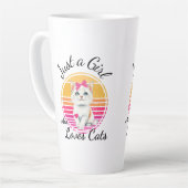 猫が大好きな女の子 カフェラテマグ (左アングル)