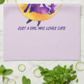 猫が大好きな女の子 キッチンタオル (折り畳み)