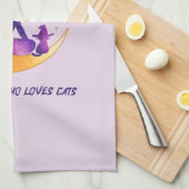 猫が大好きな女の子 キッチンタオル (四つ折り)