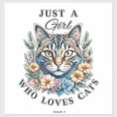 猫が大好きな女の子 シール (シート)