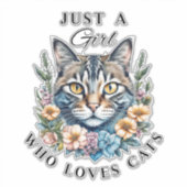 猫が大好きな女の子 シール (正面)