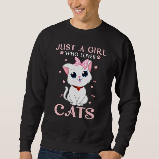 猫が大好きな女の子 スウェットシャツ (正面)