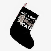 猫が大好きな女の子 スモールクリスマスストッキング (正面 (吊り時))