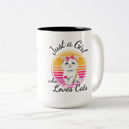 猫が大好きな女の子 ツートーンマグカップ