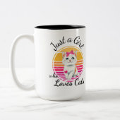 猫が大好きな女の子 ツートーンマグカップ (左)