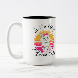 猫が大好きな女の子 ツートーンマグカップ