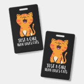 猫が大好きな女の子 バッジ (Front & Back)