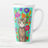 猫が大好きな女の子 |フォークアート カフェラテマグ (右)