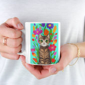 猫が大好きな女の子 |フォークアート コーヒーマグカップ