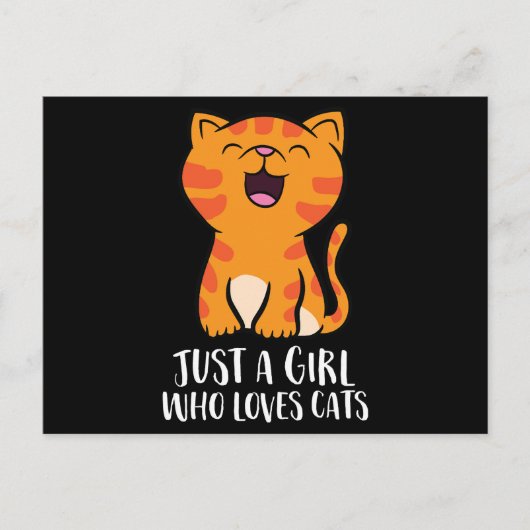 猫が大好きな女の子 ポストカード (正面)
