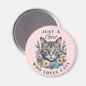 猫が大好きな女の子 マグネット (正面/裏面)