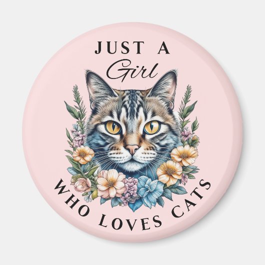 猫が大好きな女の子 マグネット (正面)