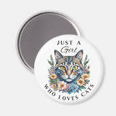 猫が大好きな女の子 マグネット (正面/裏面)