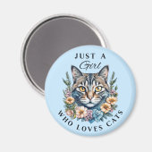猫が大好きな女の子 マグネット (正面/裏面)