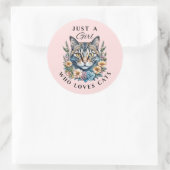 猫が大好きな女の子 ラウンドシール (バッグ)