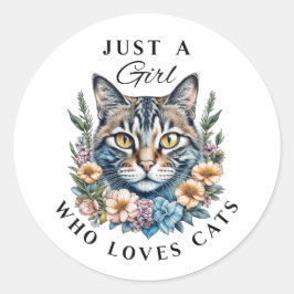 猫が大好きな女の子 ラウンドシール