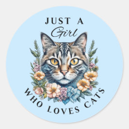 猫が大好きな女の子 ラウンドシール