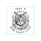猫が大好きな女の子 ラバースタンプ (インプリント)