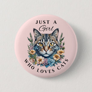 猫が大好きな女の子 缶バッジ