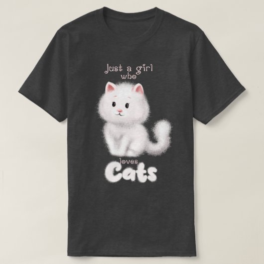 猫が大好きな女の子 Tシャツ (デザイン正面)