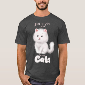 猫が大好きな女の子 Tシャツ