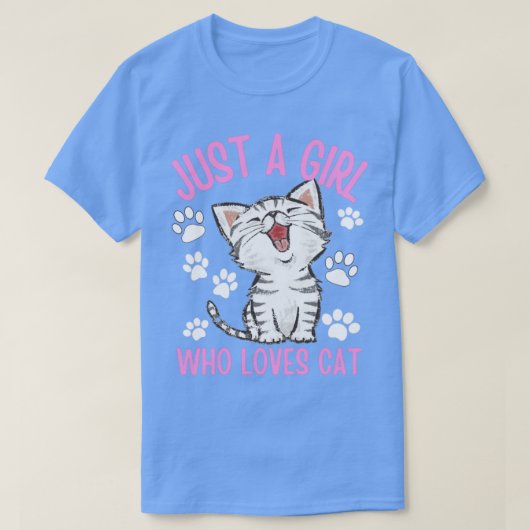 猫が大好きな女の子 Tシャツ (デザイン正面)
