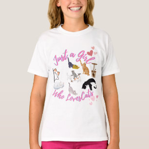 猫が大好きな女の子 Tシャツ