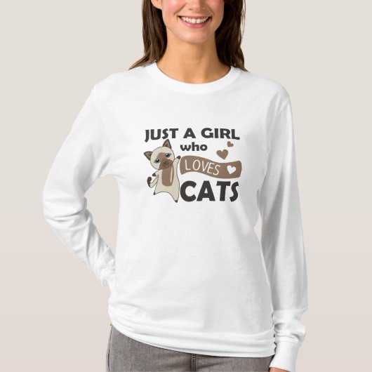 猫が大好きな女の子 Tシャツ (正面)