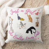 猫が大好きな少女 クッション (ブランケット)