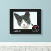 猫が大好きカスタムな写真 – ペット好き キャンバスプリント (インサイチュ (ウッドフロア))