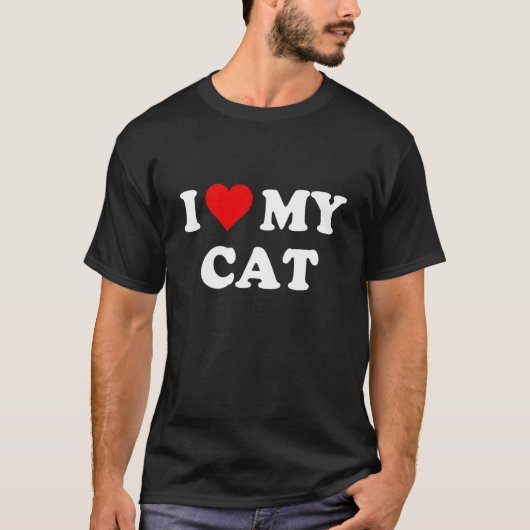 猫が大好きハート Tシャツ (正面)