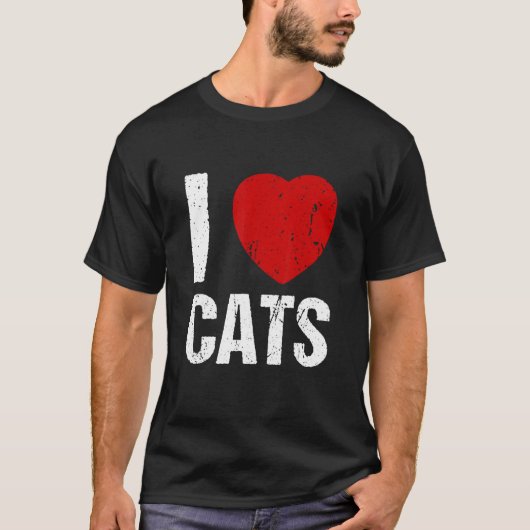猫が大好きハート Tシャツ (正面)