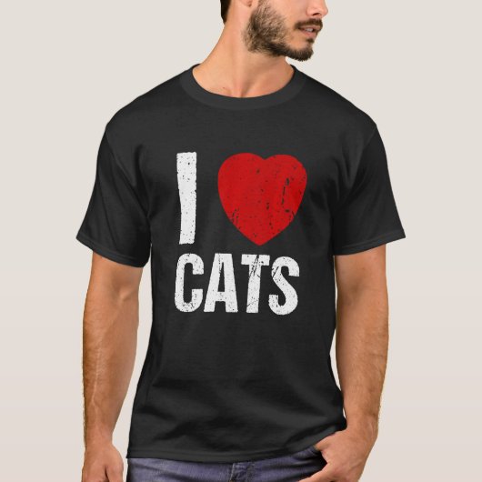 猫が大好きハート Tシャツ (正面)