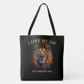 「猫が大好き」おもしろい名前をカスタムするラージトートバッグ トートバッグ (正面)