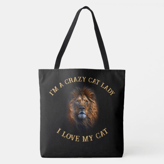 「猫が大好き」おもしろい名前をカスタムするラージトートバッグ トートバッグ (正面)