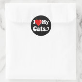 猫が大好き(ハート) ラウンドシール (バッグ)