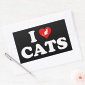 猫が大好き(ハート) 長方形シール (封筒)