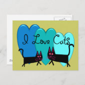 猫が大好き – 黒猫アートの贈り物 ポストカード (正面/裏面)