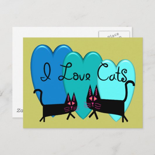 猫が大好き – 黒猫アートの贈り物 ポストカード (正面/裏面)