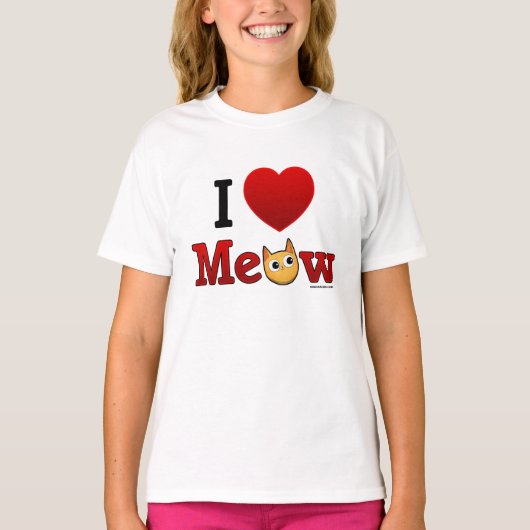 「猫が大好き」 - Iハート猫Tシャツキッズ Tシャツ (正面)